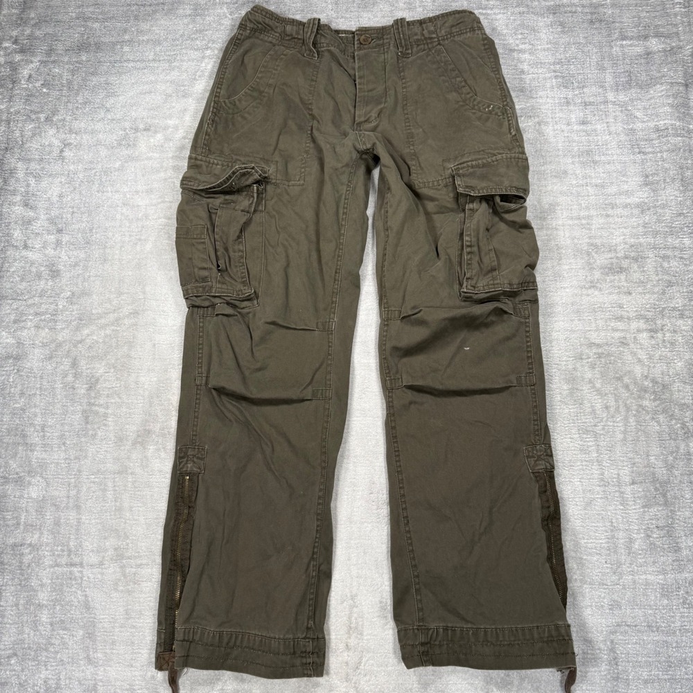 Bongo Jeans Pants Mens 30 Green Vtg Y2K Baggy Paratrooper Tactical Utility Cargo